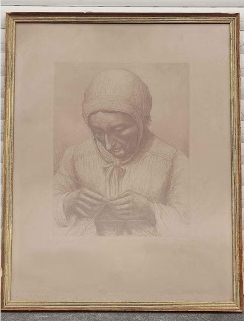 Gravure la couturière signe Victor dieu, Antiquités & Art, Art | Eaux-fortes & Gravures, Enlèvement ou Envoi, Gravure