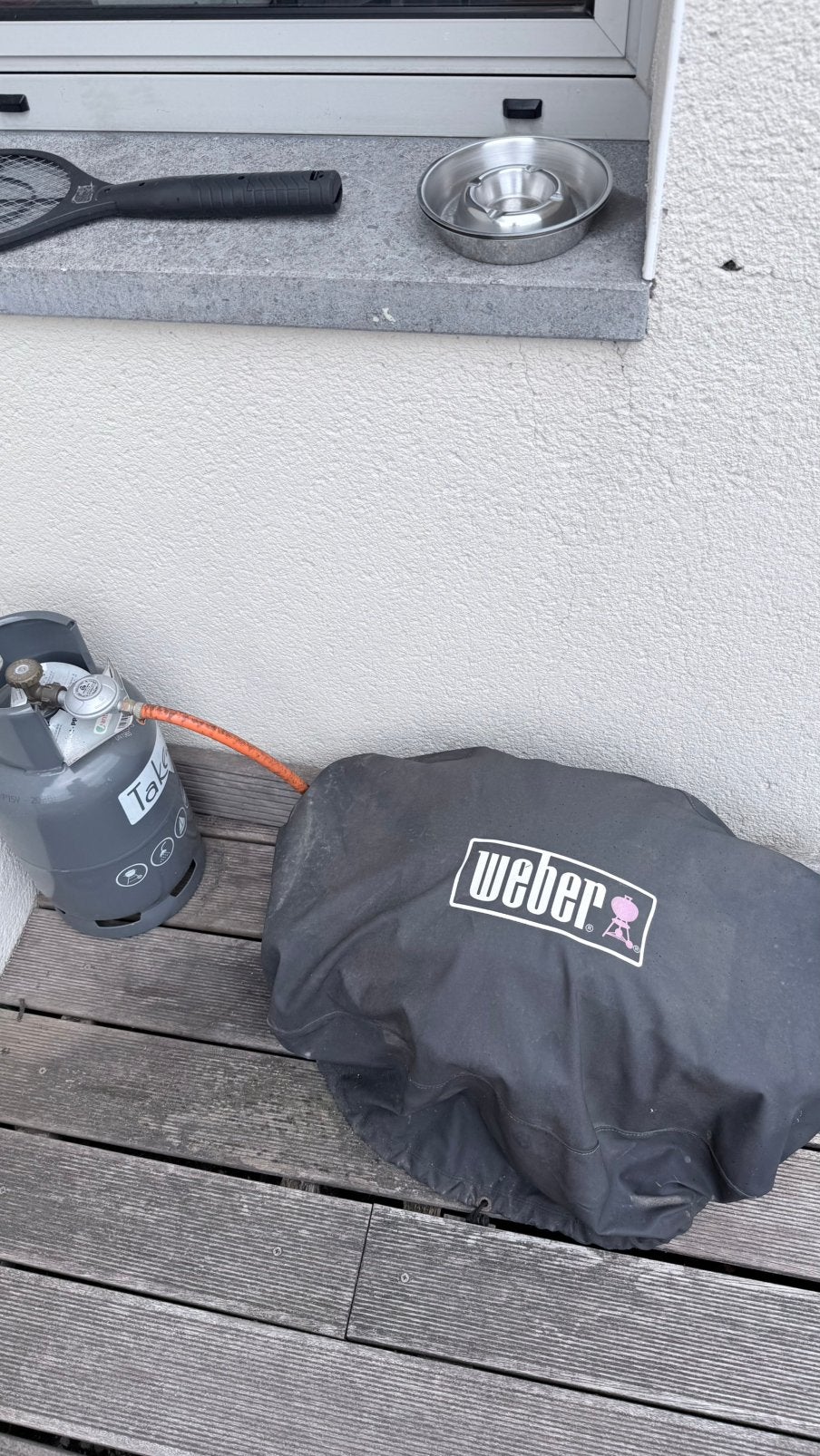 TafelBBQ Weber incl hoes volle gasbidon werkt perfect, Tuin en Terras, Ophalen, Zo goed als nieuw