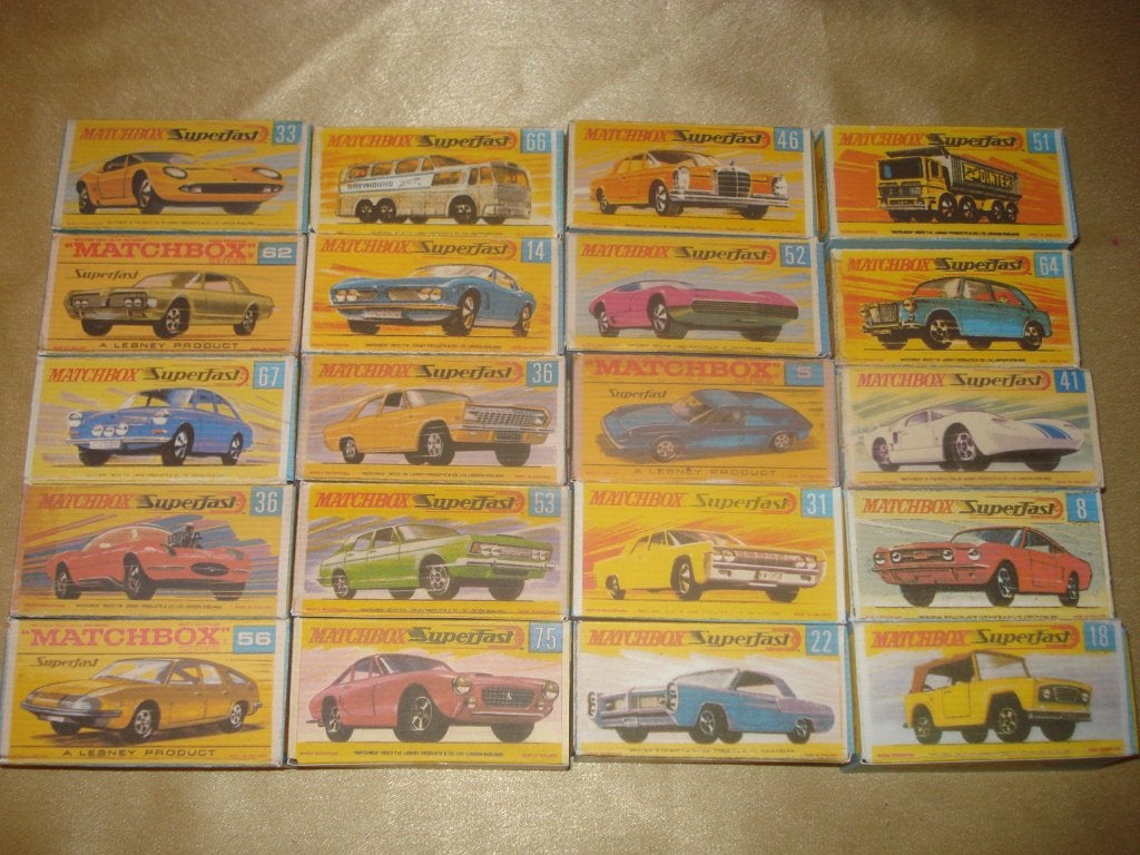 MATCHBOX SUPERFAST Lot de 20 Boîtes Reproductions, Enlèvement ou Envoi, Neuf, Voiture