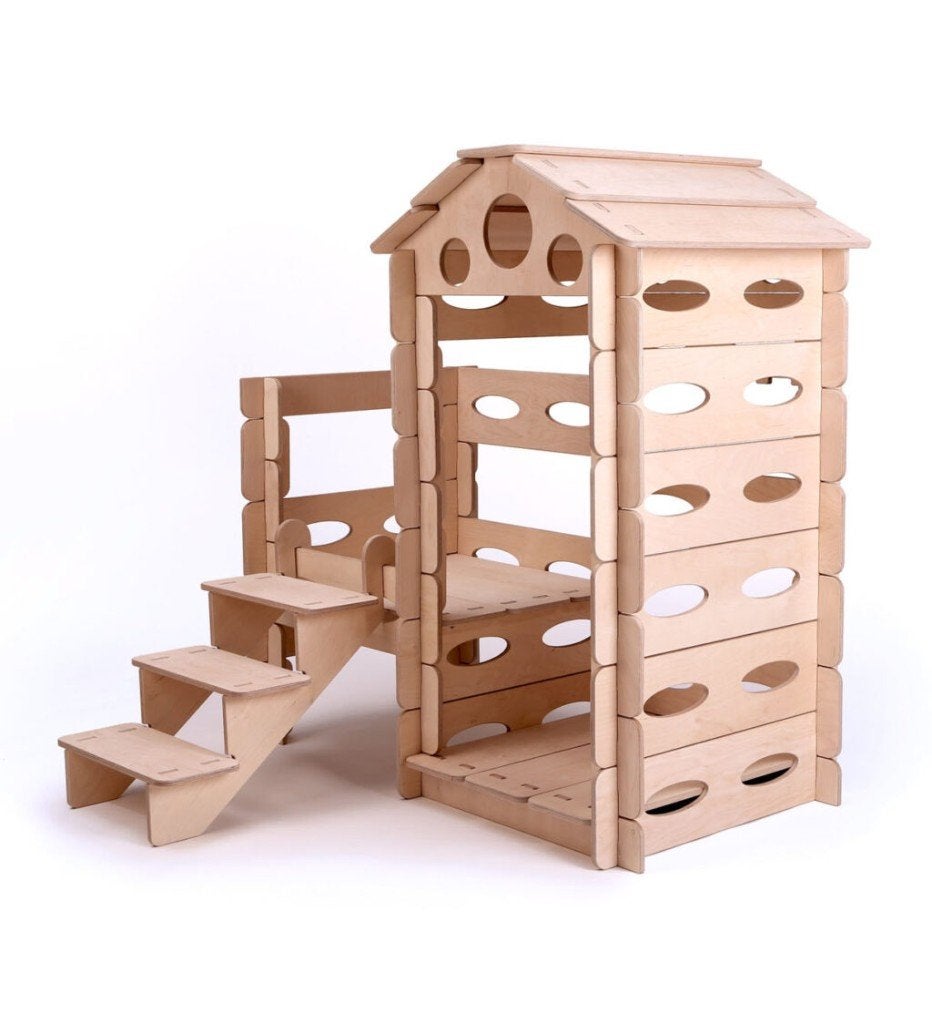 2 x houten montessori speelhuis, Ophalen, Zo goed als nieuw, Hout
