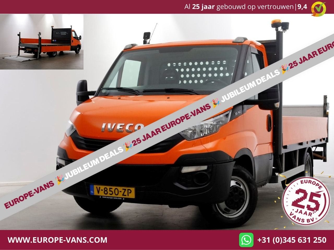 Iveco Daily 35C14 136pk Open Laadbak met laadklep en trekhaa, Auto's, Bestelwagens en Lichte vracht, Automaat, Overige kleuren