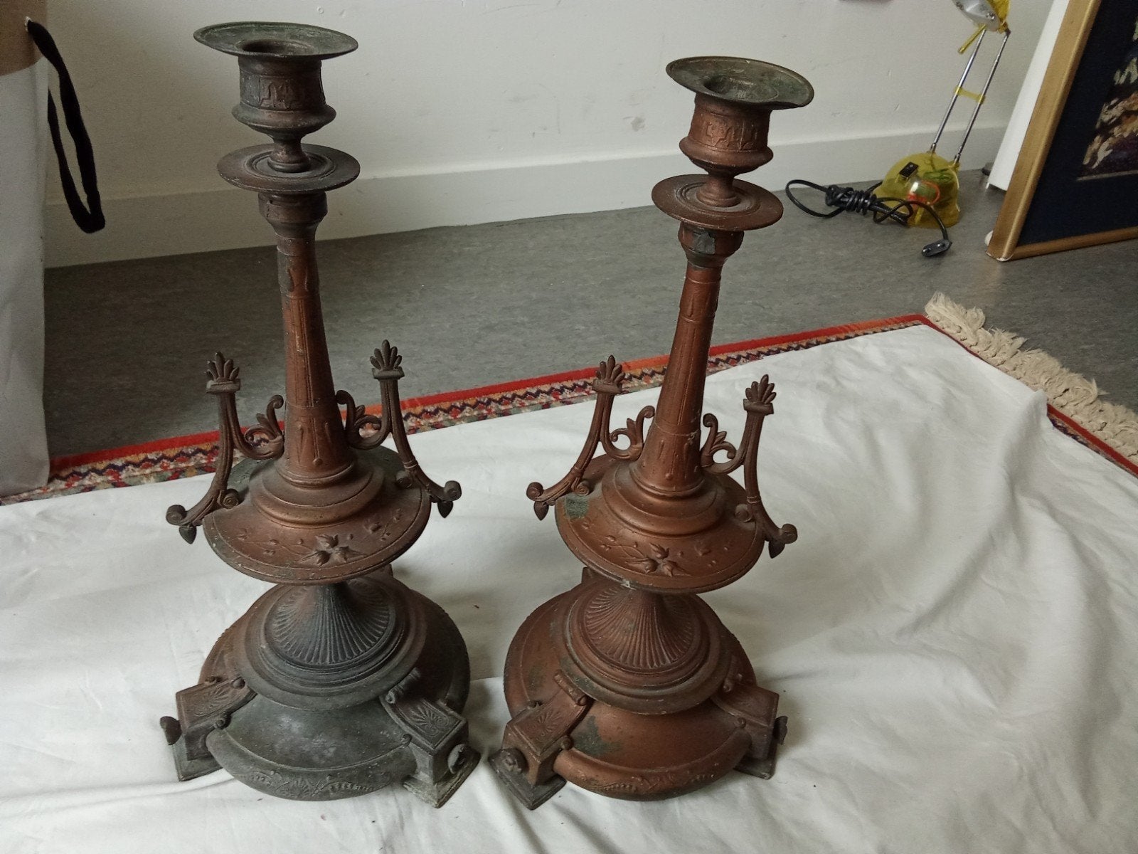Oude kandelaars 1890, Antiek en Kunst, Ophalen of Verzenden, Koper of Brons