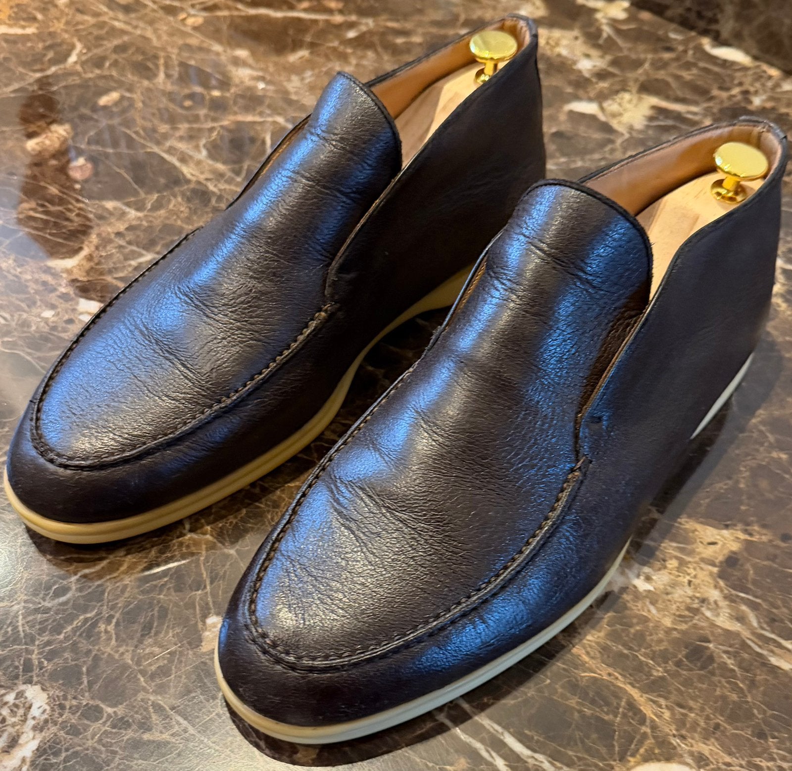 Loro Piana Open Walk in Donkerbruin Hertenleer maat 45, Kleding | Heren, Loafers, Bruin, Ophalen of Verzenden, Gedragen