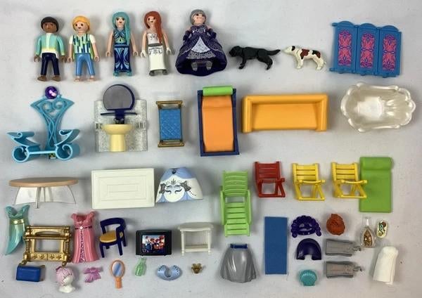 Playmobil Prinsessen Poppenhuis Set Figuren Meubels, Verzenden, Zo goed als nieuw, Complete set