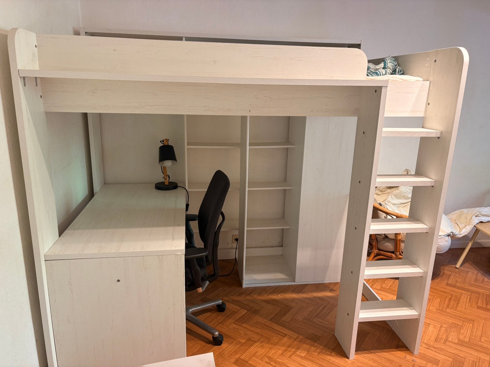 Lit en hauteur avec penderie et bureau, Ophalen, Gebruikt, Eenpersoons, Hoogslaper