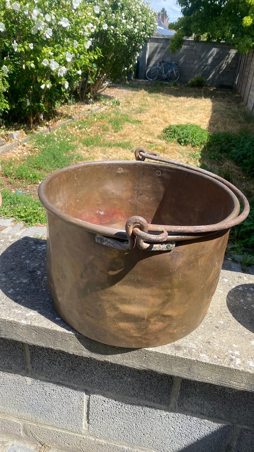 Grand chaudron ancien en cuivre – Ø 47 cm, Enlèvement, Utilisé, Fer