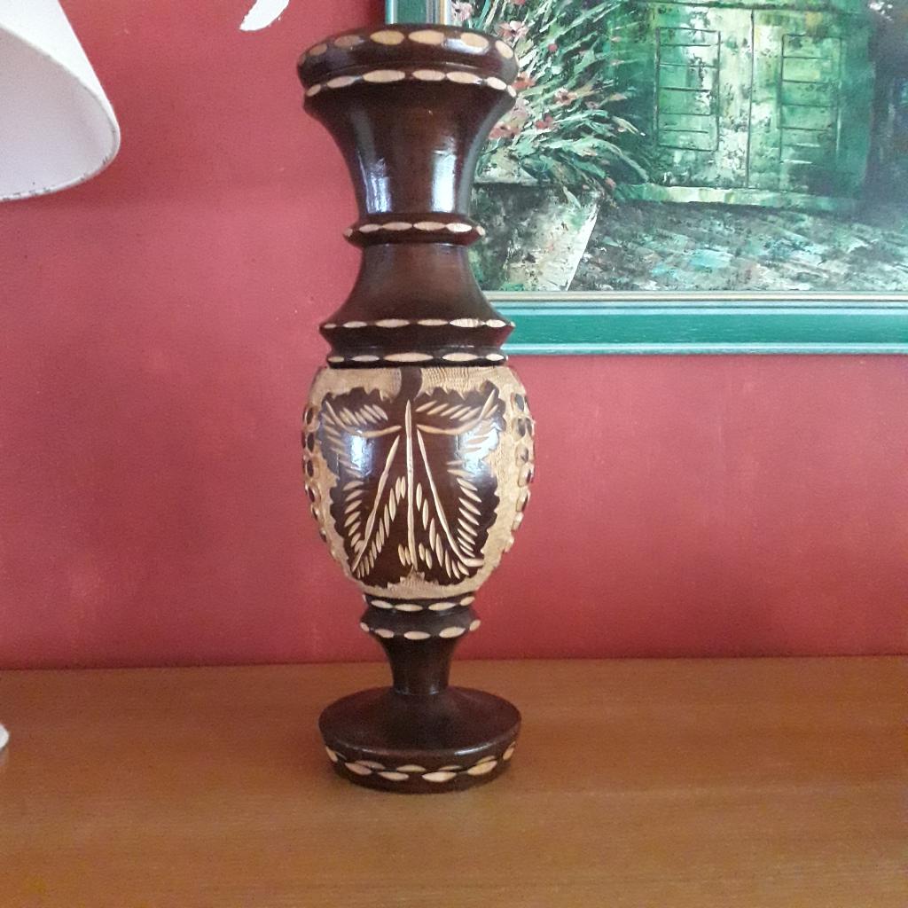 vaas hout, Huis en Inrichting, Verzenden, Zo goed als nieuw, Minder dan 50 cm