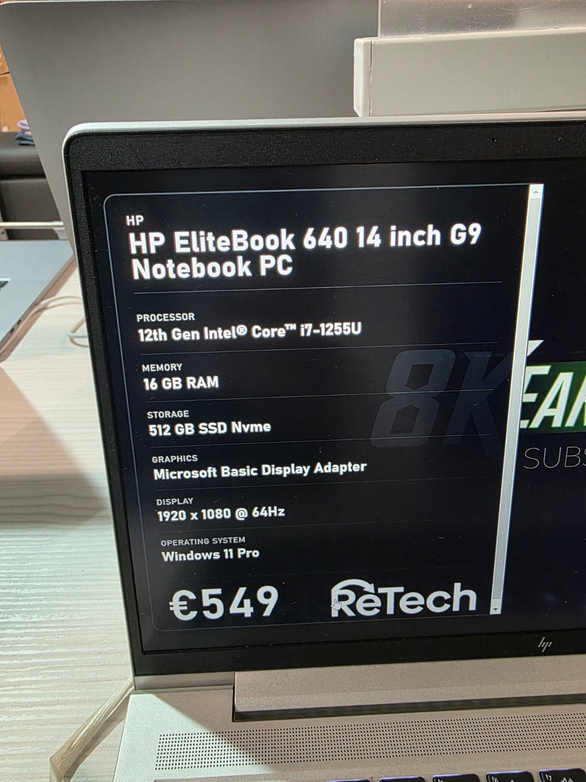 HP EliteBook 640 G9 (SSD i7-12TH/16 Go/512 Go) - Comme neuf, Hp, Enlèvement ou Envoi, Comme neuf, Info@retech9.be