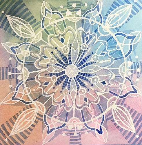 Kunsthandel Gennep - "Mandala Ice Crystal 2020", Antiek en Kunst, Ophalen of Verzenden, Handgeschilderd, Gemengde techniek