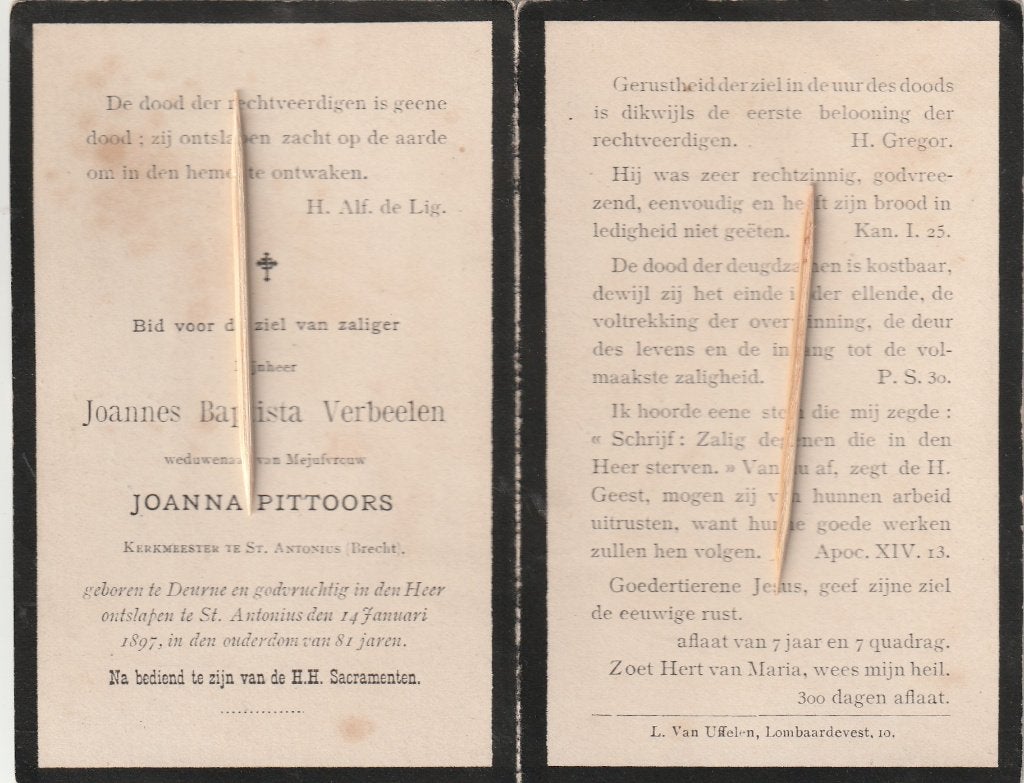 Carte de prière Pictoors, Collections, Images pieuses & Faire-part, Envoi, Image pieuse