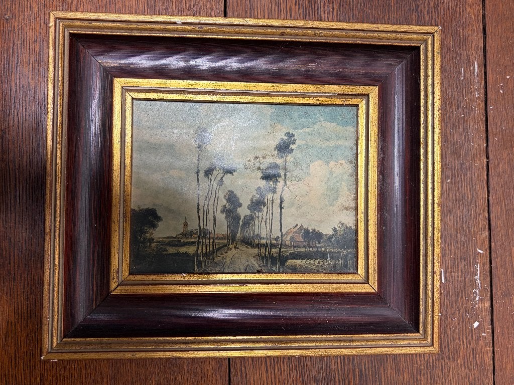 Vintage Schilderijlijst (Diep Model) met Print Meindert Hobb, Antiek en Kunst, Ophalen of Verzenden, Vintage, Print, Landschap