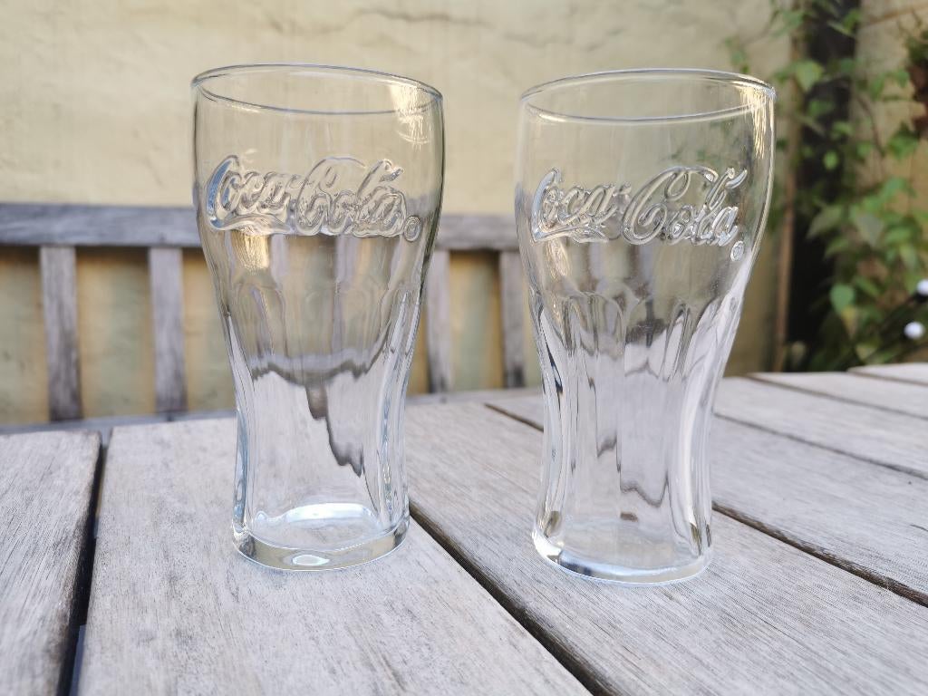 Set van twee vintage contour glazen Coca Cola, prijs per set, Ophalen of Verzenden, Zo goed als nieuw, Glas, Glas of Glazen