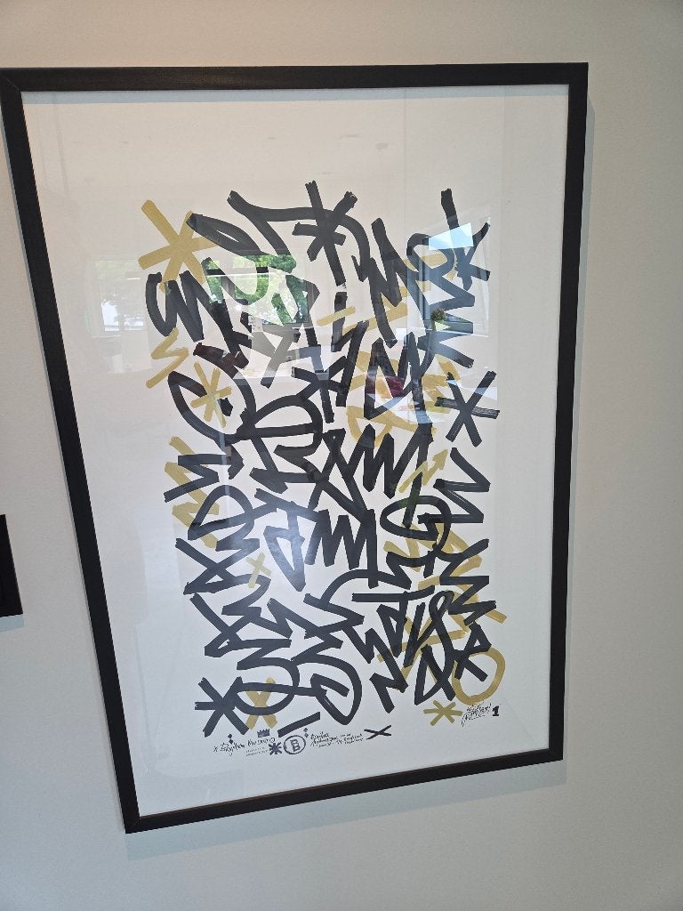 Origineel Werk Benjamin van Oost in Zwarte Kader 77x110cm, Antiek en Kunst, Kunst | Schilderijen | Modern, Ophalen, Abstract, Papier/karton