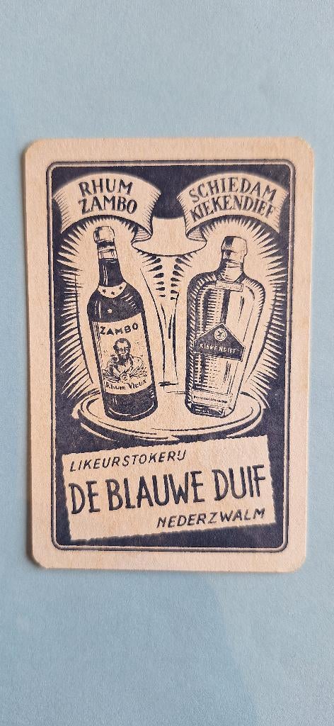 Speelkaart Nederzwalm_De Blauwe Duif likeuren A_blauw_276, Verzamelen, Ophalen of Verzenden, Gebruikt, Speelkaart(en)