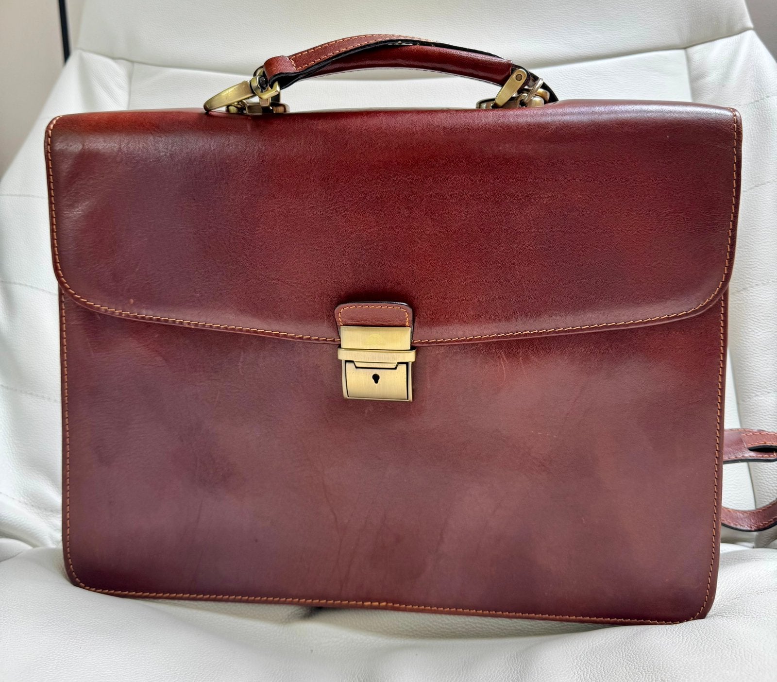 Leren vintage aktetas Tony Perotti, Ophalen, Gebruikt, Bruin, Leer