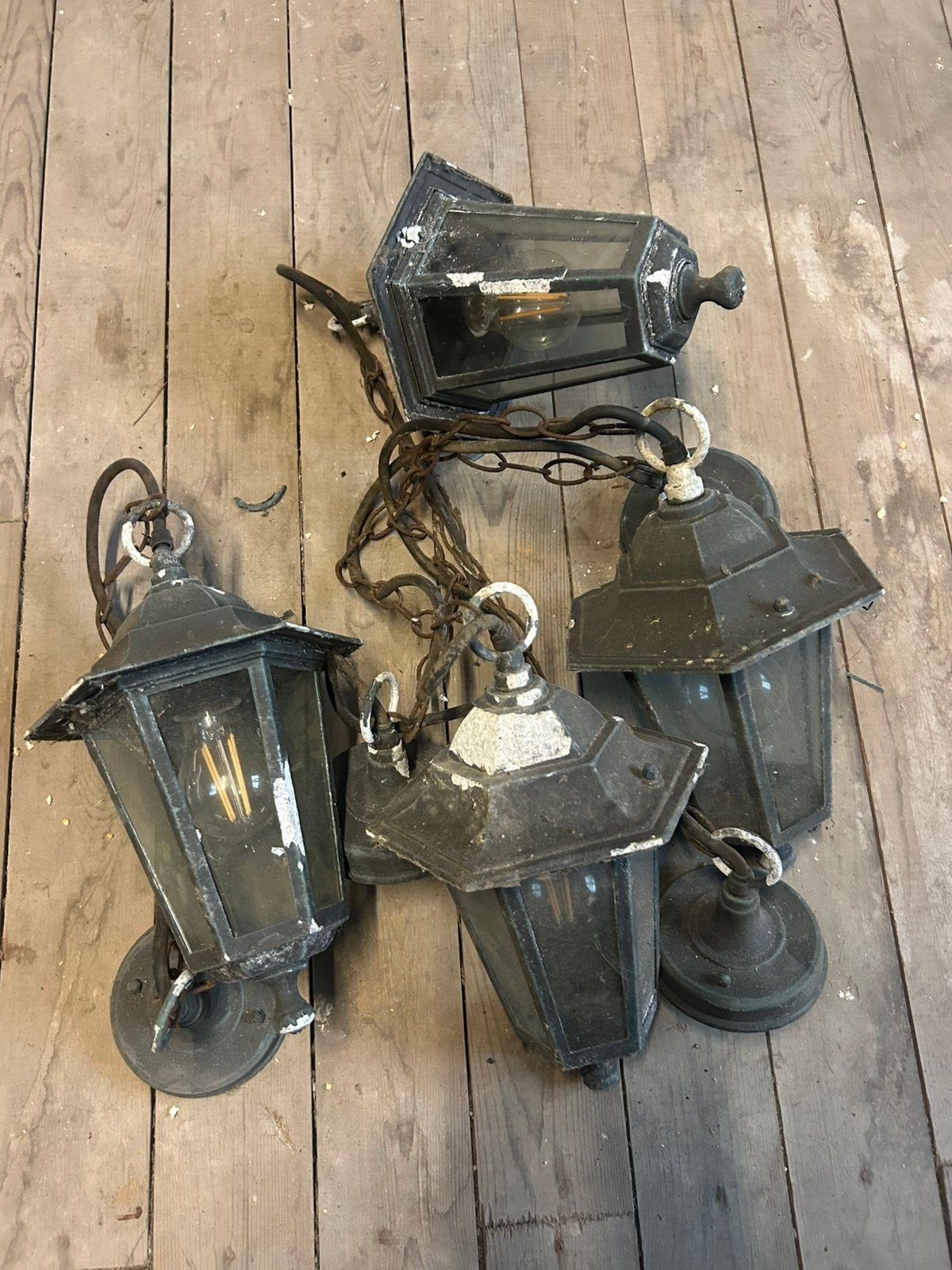 Lot de 4 lanternes / suspensions de style ancien, Ophalen, Gebruikt