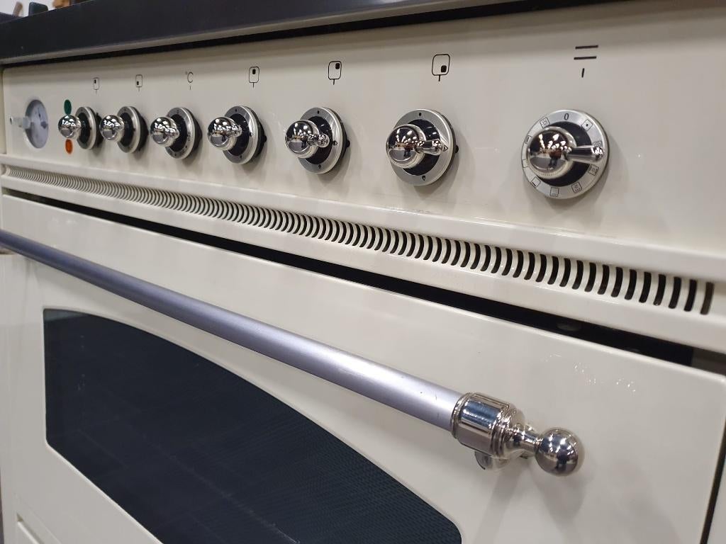 🔥Luxe Boretti Fornuis 90cm crème + rvs Frytop 1 grote oven, Ophalen, 60 cm of meer, Zo goed als nieuw, Gas