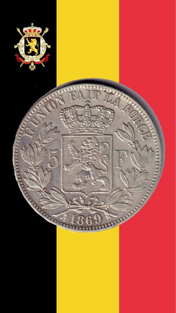 5 frank 1869 FR - Leopold II (kwaliteit), Verzenden, Zilver, Losse munt, Zilver