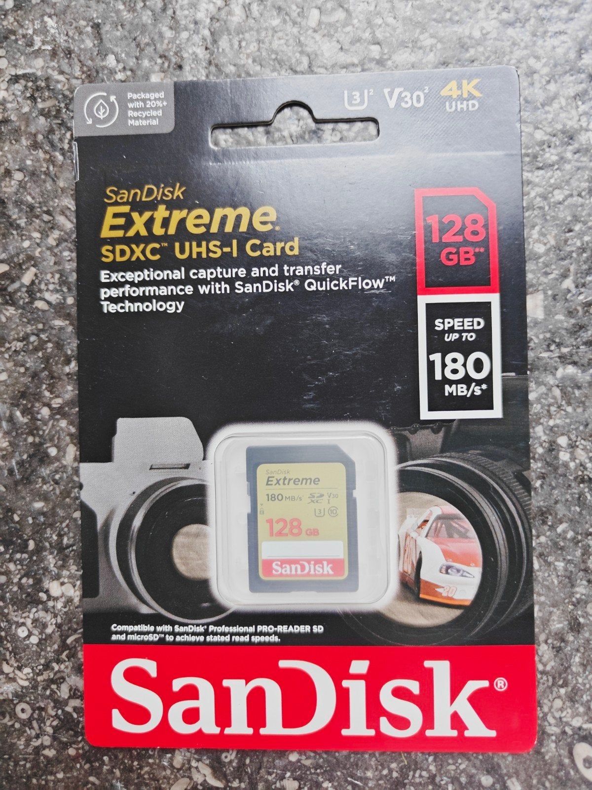 “SanDisk Extreme SDXC 128GB 180MB/s U3 V30 4K – NIEUW, TV, Hi-fi & Vidéo, Enlèvement ou Envoi, SDXC, SanDisk, 128 GB