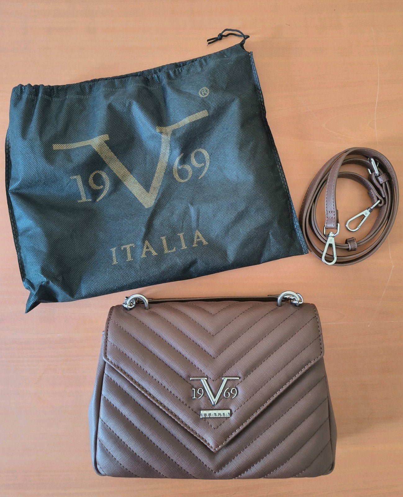 Versace Italia 1969 Marina schoudertas, Ophalen, Nieuw, Bruin, Schoudertasje