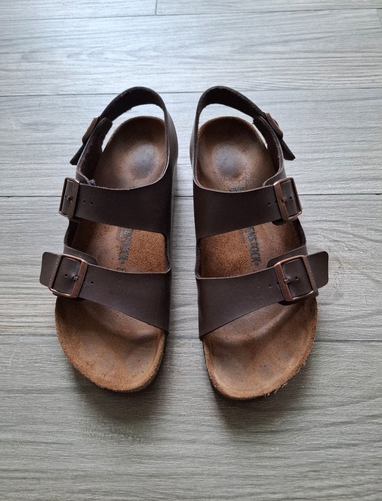 Bruine Lederen Birkenstock Milano Sandalen met Hielgesp - 44, Kleding | Heren, Schoenen, Sandalen, Bruin, Ophalen of Verzenden