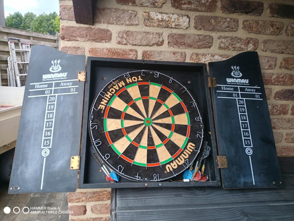 Dartbord in kast, Sport en Fitness, Ophalen of Verzenden, Dartbord