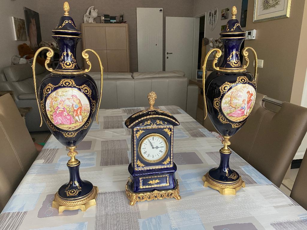 vazen 65 cm hoog Limoges, Poterie ou Porcelaine, Enlèvement, Utilisé, Bleu