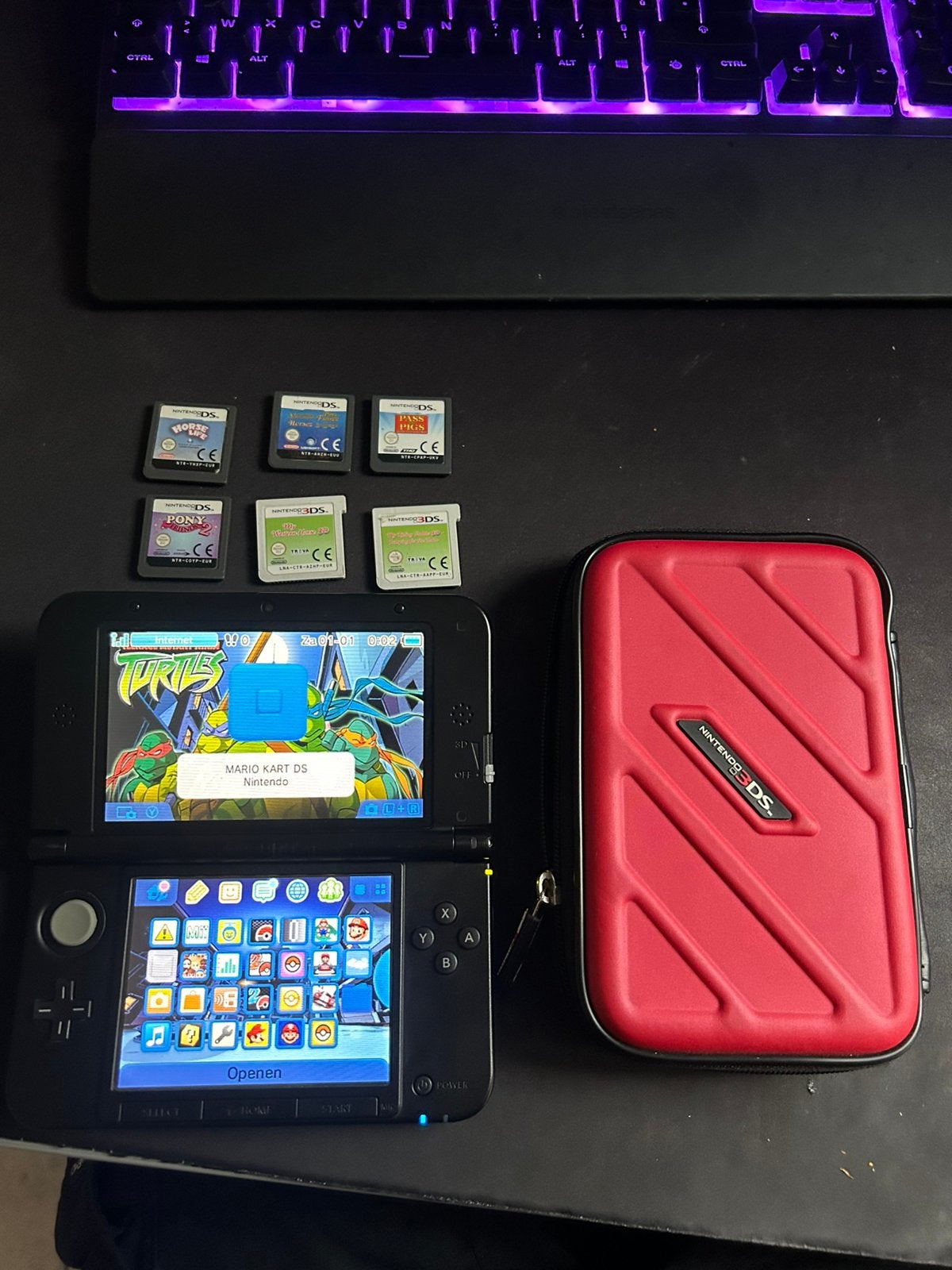 Nintendo 3ds xl met spellen en opberghoes, Games en Spelcomputers, Spelcomputers | Nintendo 2DS en 3DS, Ophalen of Verzenden, Gebruikt