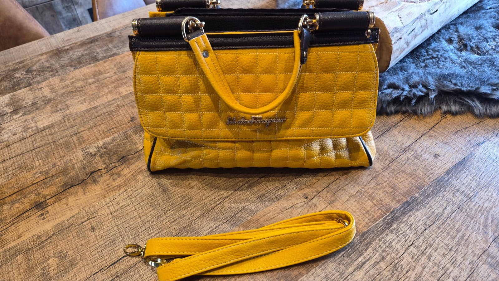 Lederen doorstikte handtas, Handtassen en Accessoires, Tassen | Damestassen, Ophalen of Verzenden, Handtas
