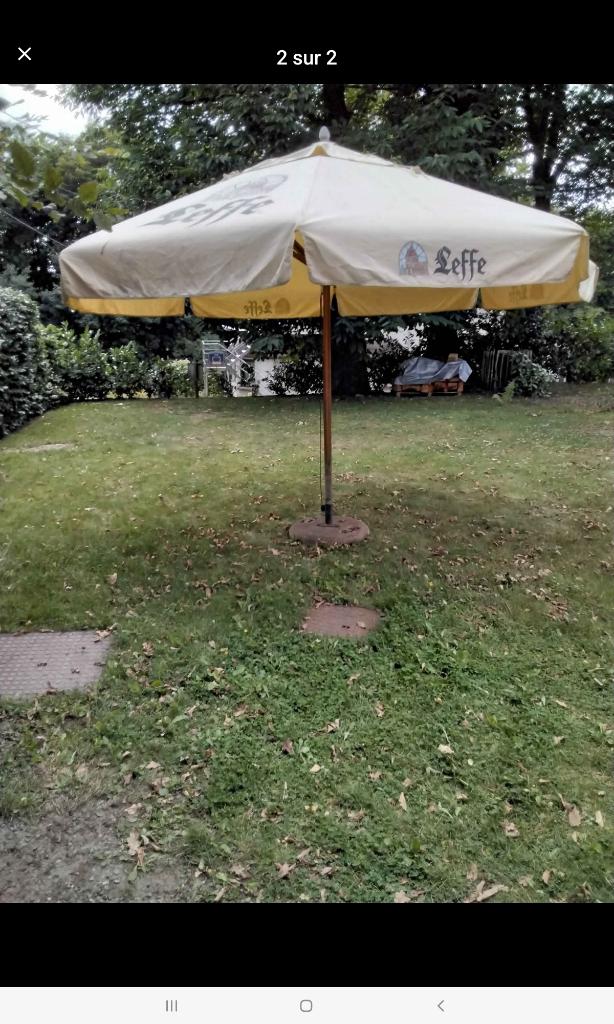 Leffe houten parasol, Tuin en Terras, Ophalen, Verstelbaar, Gebruikt, Stokparasol