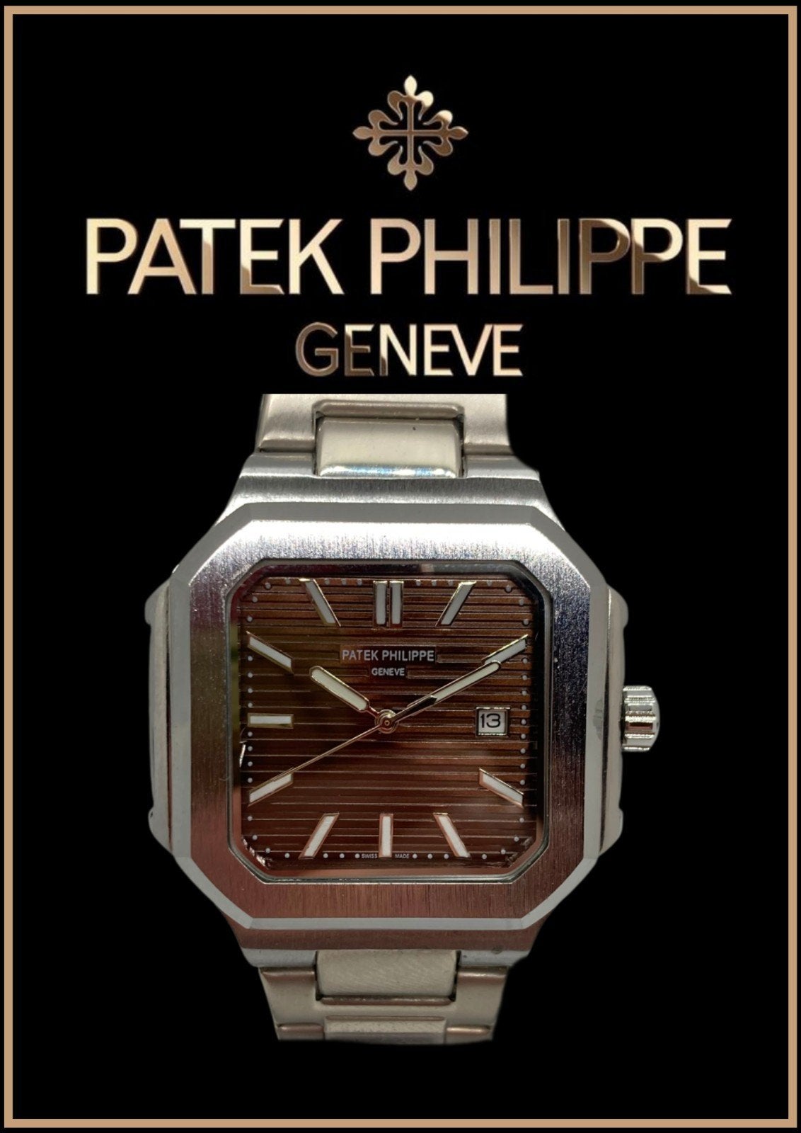 Cadran brun PP Nautilus AUTOMATIC, Enlèvement ou Envoi, Acier, Acier, Neuf