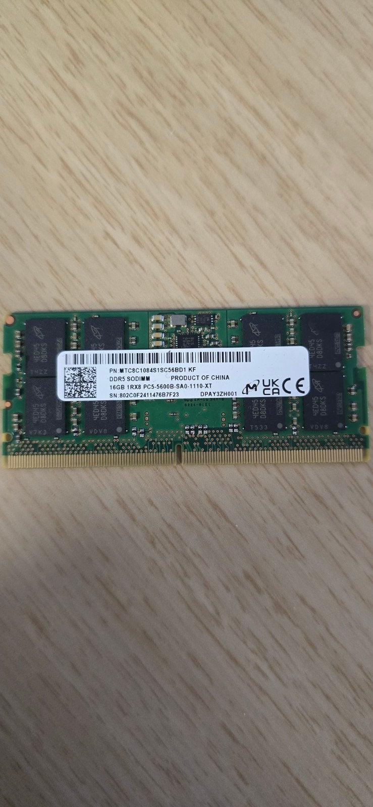 Micron DDR5 16Go 5600Mhz SODIMM prix : 150€, Informatique & Logiciels, Envoi, DDR5