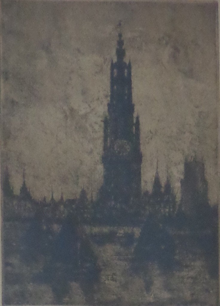 JOHN MICHAUX / REDE VAN ANTWERPEN / ZW-W ETS / 61x45cm KADER, Antiek en Kunst, Kunst | Litho's en Zeefdrukken, Gelimiteerde oplage