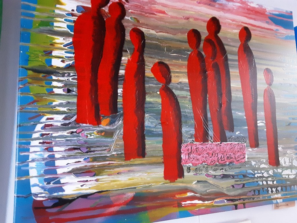 Modern abstract schilderij “Quarantaine” (60x80 cm), Antiek en Kunst, Ophalen