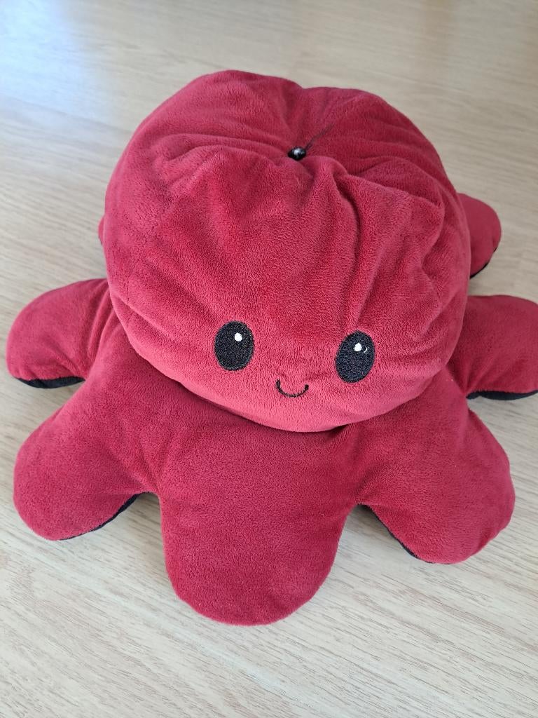 Mood Octopus Knuffel - Dubbelzijdig - 40 cm (bordeaux/zwart), Ophalen, Gebruikt, Overige typen