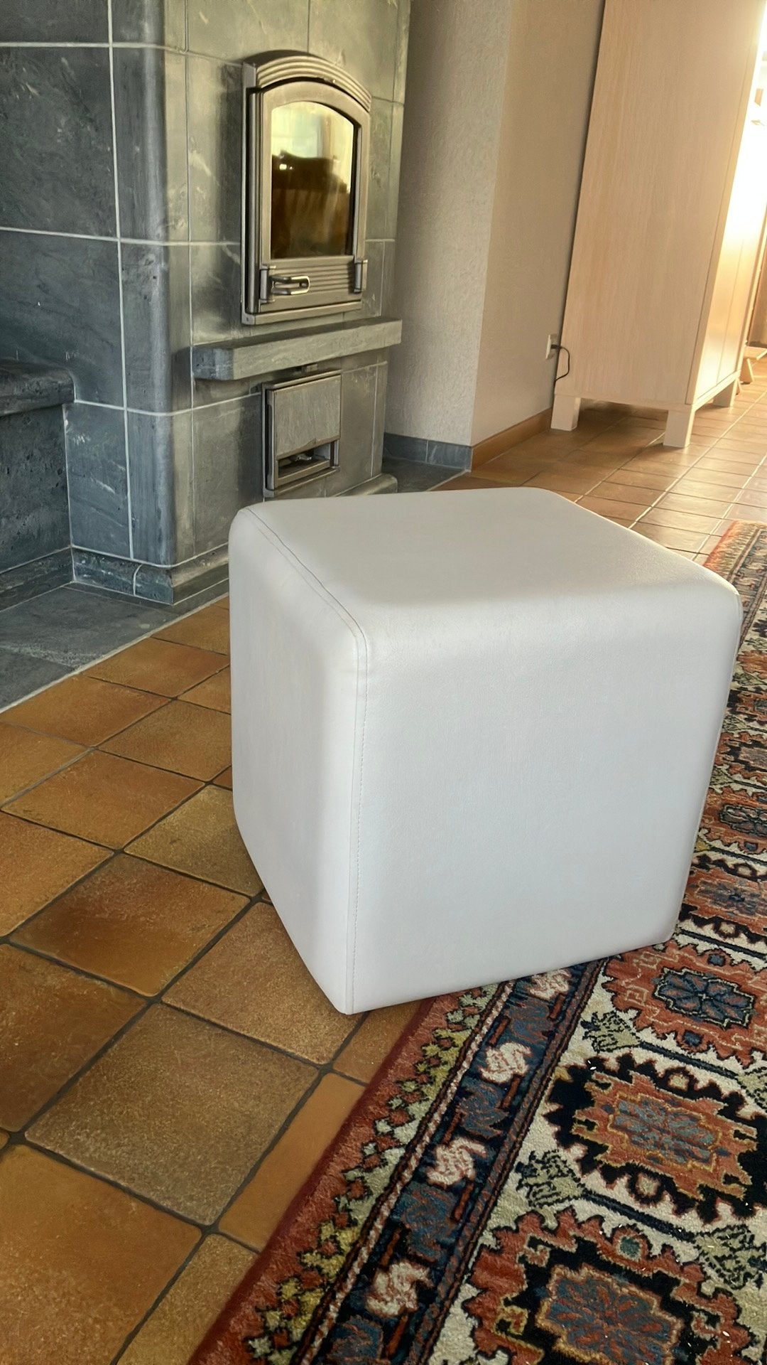 Poef, Huis en Inrichting, Zetels | Voetbanken en poefs, Ophalen, Minder dan 50 cm, Gebruikt, Vierkant