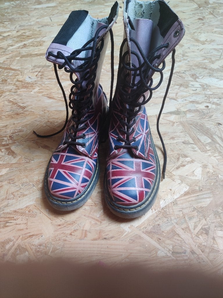 British flag boots Dames combats, Ophalen, Hoge laarzen, Overige kleuren, Gedragen
