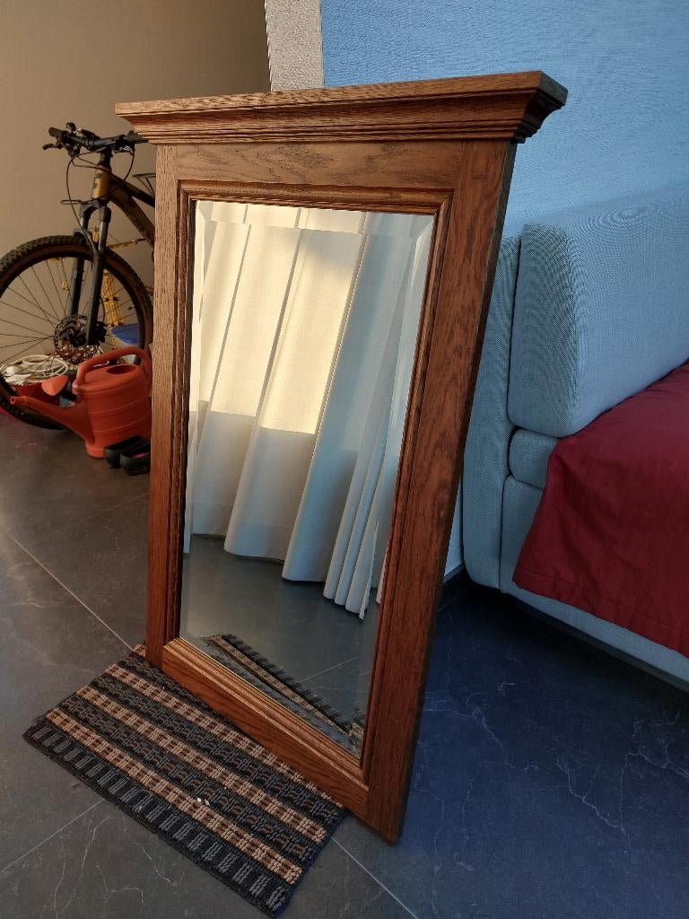 Mooie spiegel in houten kader, Ophalen, Gebruikt, Rechthoekig