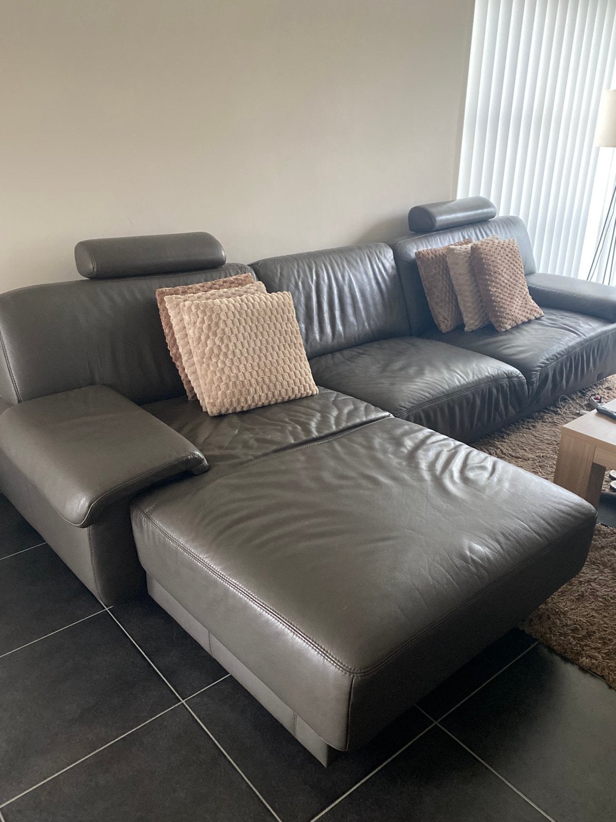 Salon bruin leder, Huis en Inrichting, Ophalen, Gebruikt