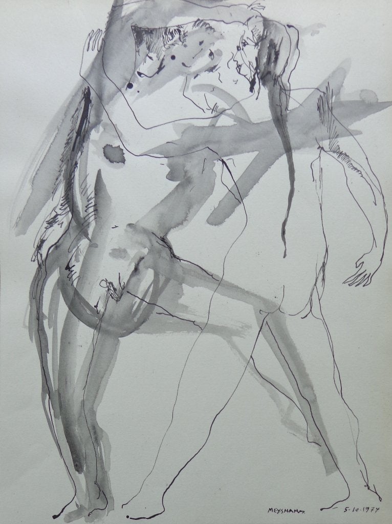WILLY MEYSMANS / NAAKT KOPPEL / ORIGINEEL WERK / 40x30cm SIG, Antiek en Kunst, Kunst | Schilderijen | Modern, Ophalen of Verzenden