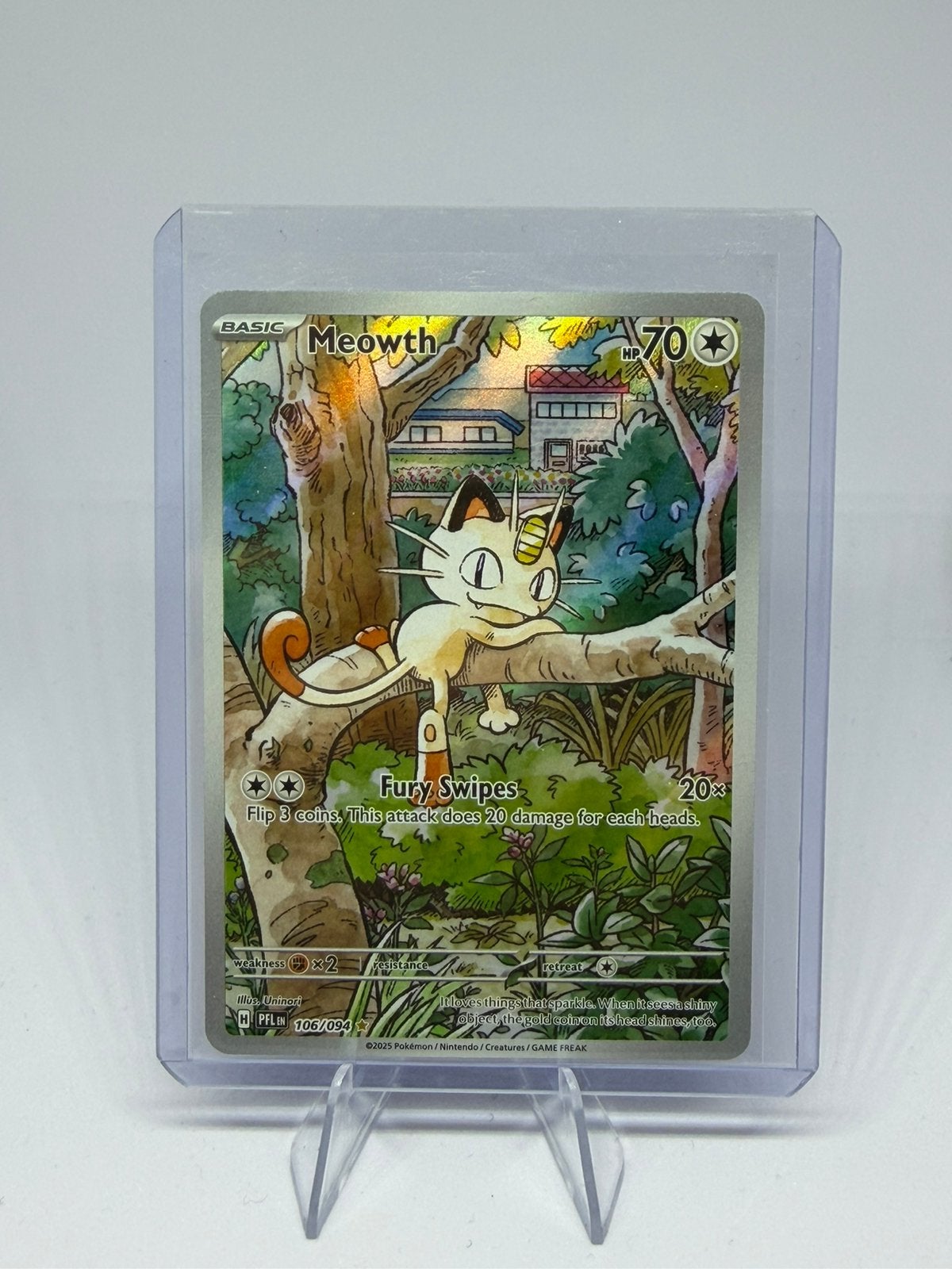 Te koop Meowth Pokémon kaart, nummer 106/094, Ophalen of Verzenden, Nieuw, Losse kaart, Foil