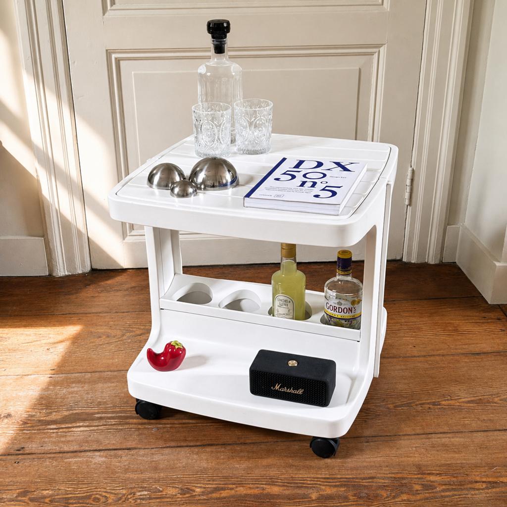 Vintage space age bar cart / trolley wit, Huis en Inrichting, Ophalen, Gebruikt