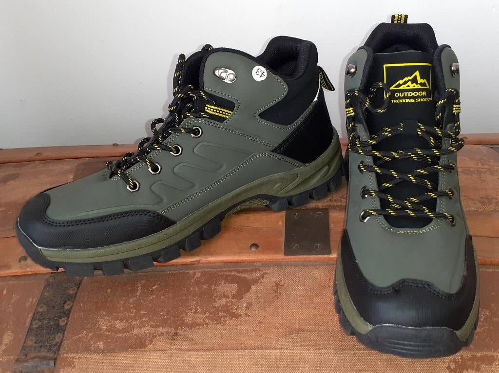 schoenen heren khaki zwart trekking 43, Zwart, Nieuw, Wandelschoenen, Ophalen of Verzenden