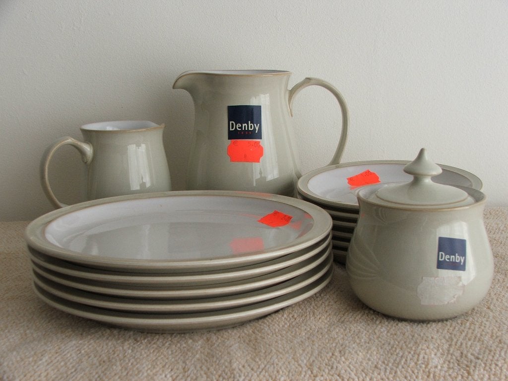 Keramische kan, potten- en bordenset Denby Linen, Ophalen, Kan, Overige merken, Keramiek