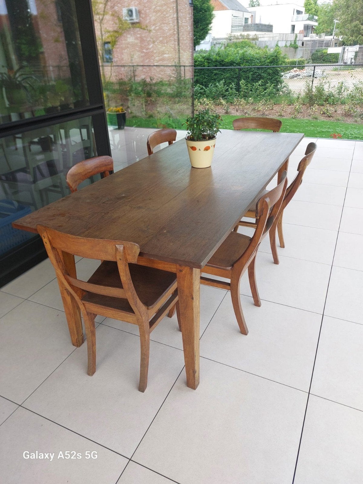 Teaken tafel met 6 stoelen, Tuin en Terras, Tuinsets en Loungesets, Ophalen