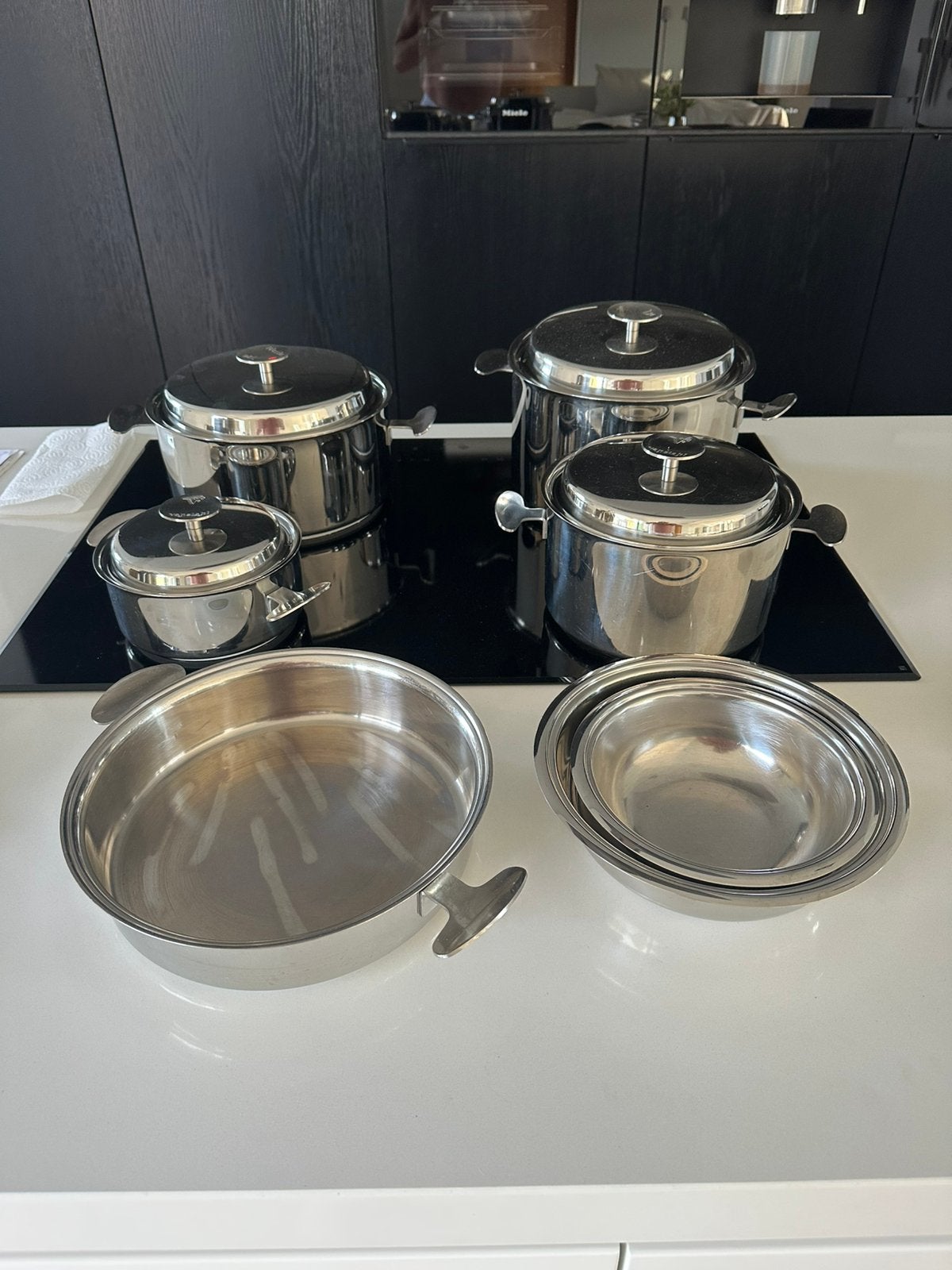 5 kookpotten Van Stahl + 2 kom, Ophalen of Verzenden, Zo goed als nieuw, Sauteerpan
