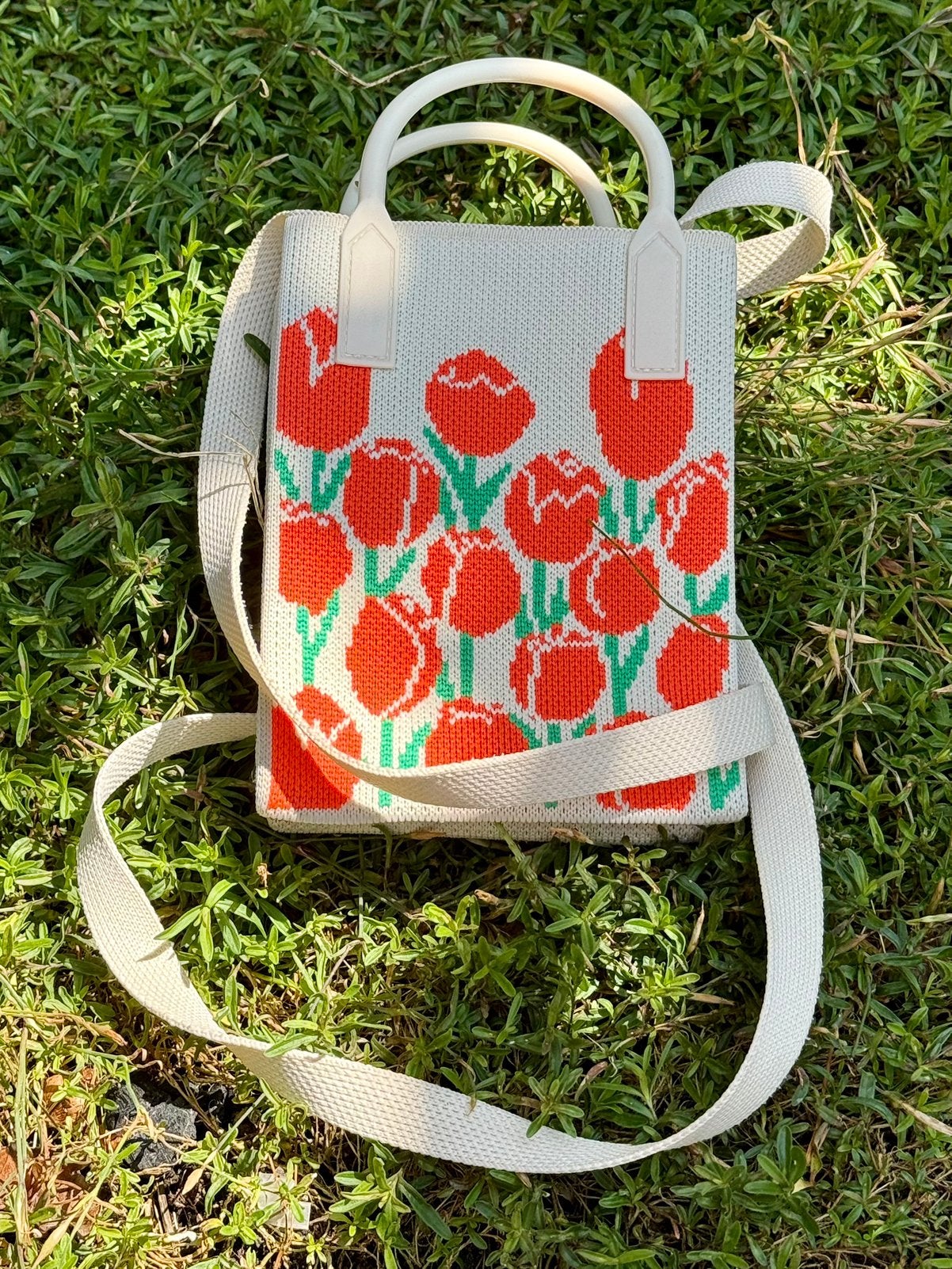 Sac à main élégant avec imprimé tulipe, Enlèvement ou Envoi, Comme neuf, Orange