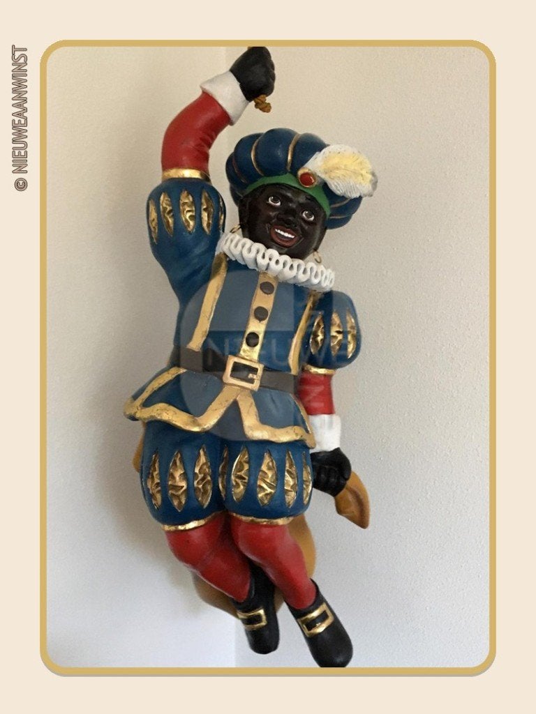 Nostalgische hangende etalage Piet pop - blauw/rood - 100cm, Envoi, Comme neuf