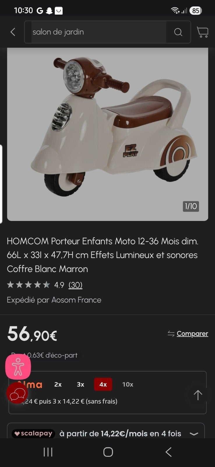trotteur moto 1-3 ans, Enlèvement
