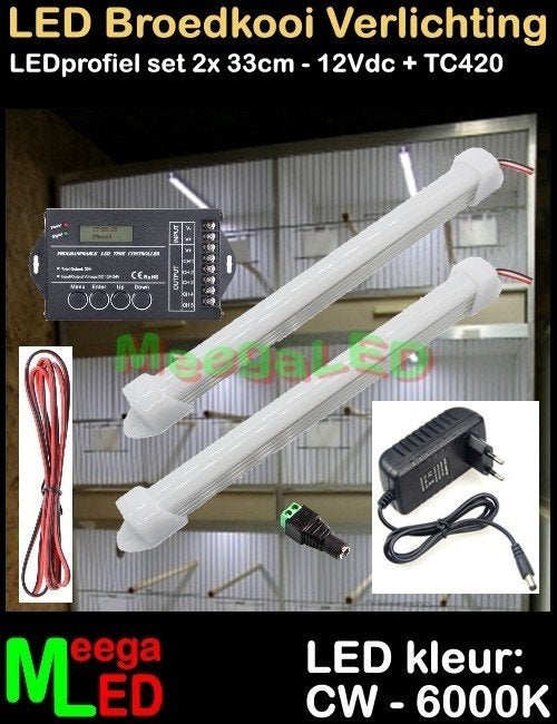 LED profiel strip TC420 SET 2x 33cm Broedkooi Kweekkooi, Ophalen of Verzenden, Nieuw, Aluminium, Broedkooi of Kweekkooi